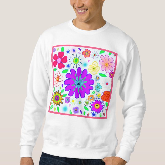 Sudadera Patrón de flores coloridas (Anverso)