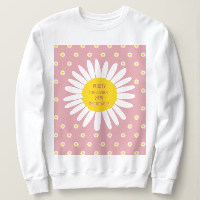 Sudadera Patrón de flores de margarita - Pureza, cita de in (Anverso del diseño)