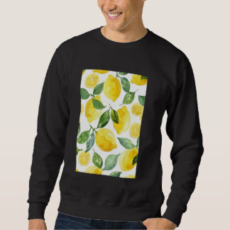 Sudadera Patrón de fruta Art Color de agua de vintage limón