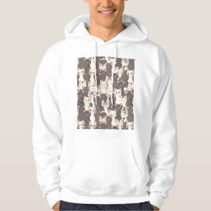 Sudadera Patrón de gatos blancos y grises