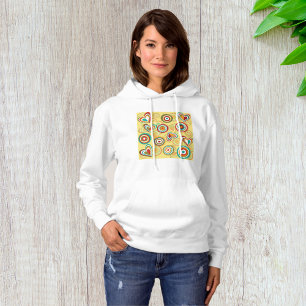 Sudadera Patrón de Groovy de los 70 de los corazones y círc
