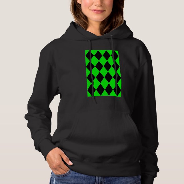 Sudadera Patrón de Harlequin Grande Geométrico Verde Y Negr (Anverso)