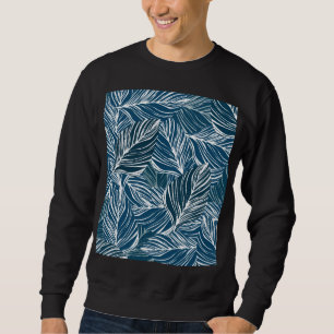 Sudadera Patrón de hojas azules: Papel de escritorio vintag