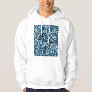 Sudadera Patrón de hojas azules: Papel de escritorio vintag