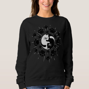 Sudadera Patrón de impresión de hojas Yin blanco y negro Ma