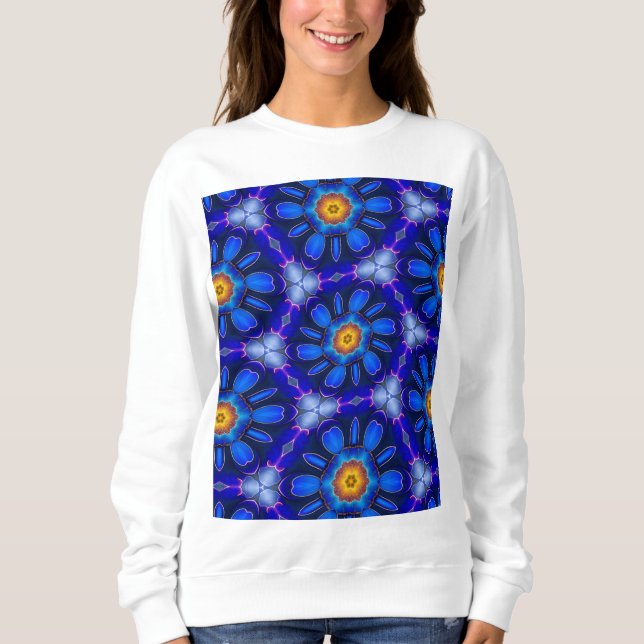 Sudadera Patrón de las flores azules abstractas (Anverso)