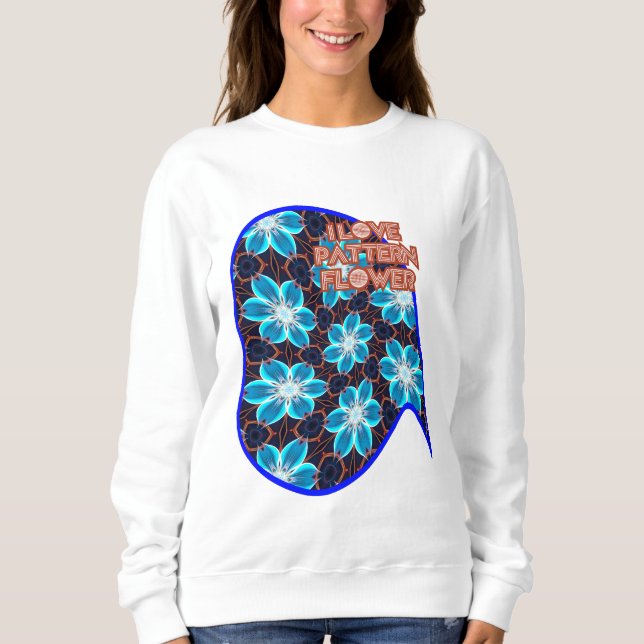 Sudadera Patrón de las flores azules abstractas (Anverso)