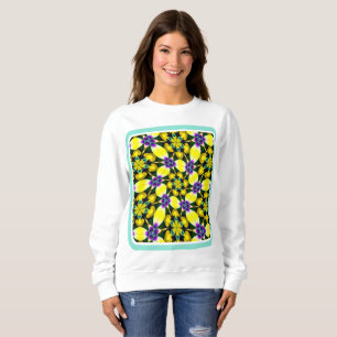 Sudadera Patrón de margarita amarilla y púrpura