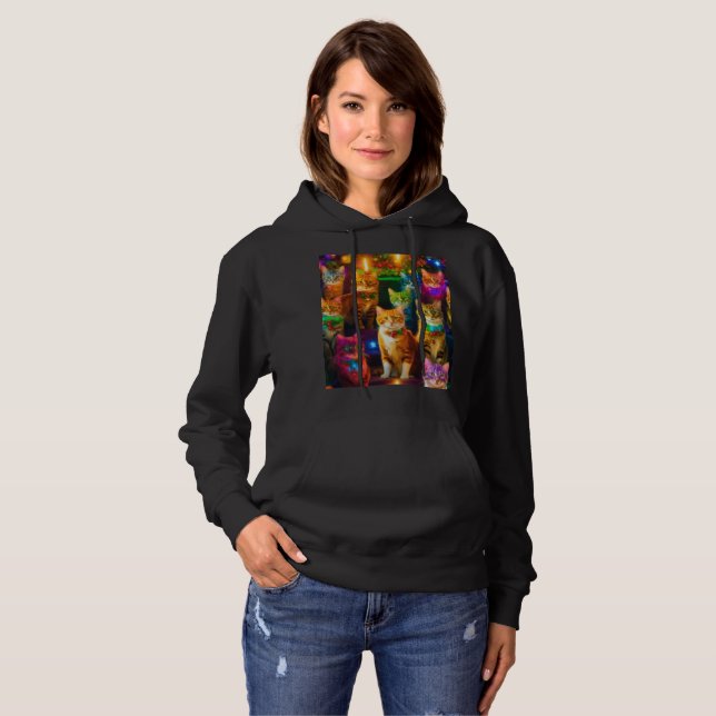 Sudadera Patrón de Navidades de gatos (Anverso completo)