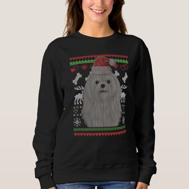 Sudadera Patrón de Navidades feos del perro de Malta Santa  (Anverso)