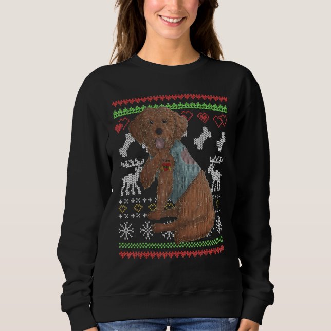 Sudadera Patrón de Navidades feos X del perro de Cockapoo S (Anverso)