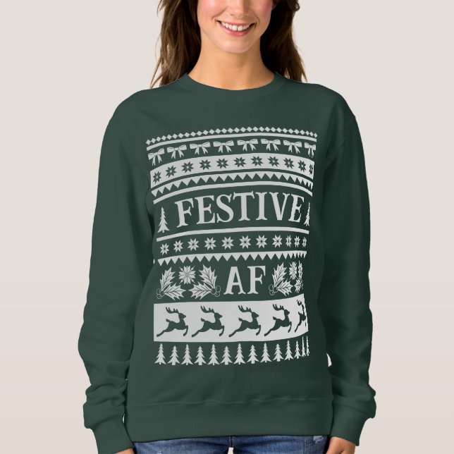 Sudadera Patrón de Navidades suéteres feos de AF festivo (Anverso)