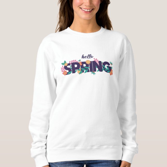 Sudadera Patrón de primavera bellas flores (Anverso)