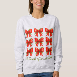 Sudadera Patrón de regalo de arco rojo de acuarela Toque de