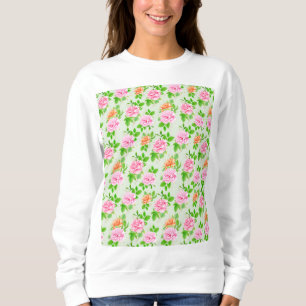 Sudadera Patrón de Rosas Rosadas Florales