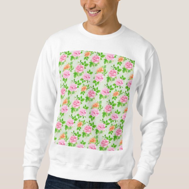 Sudadera Patrón de Rosas Rosadas Florales (Anverso)
