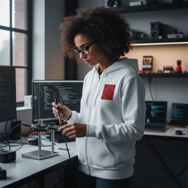 Sudadera Patrón de tecnología de placa de circuito rojo ret (Subido por el creador)