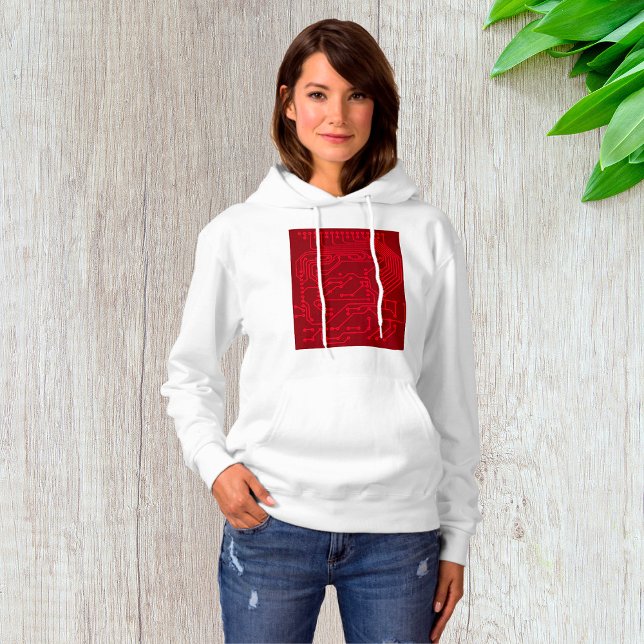 Sudadera Patrón de tecnología de placa de circuito rojo ret (Subido por el creador)