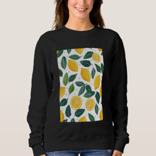 Sudadera Patrón de Vintage Art Fruto de limón acuarela 2