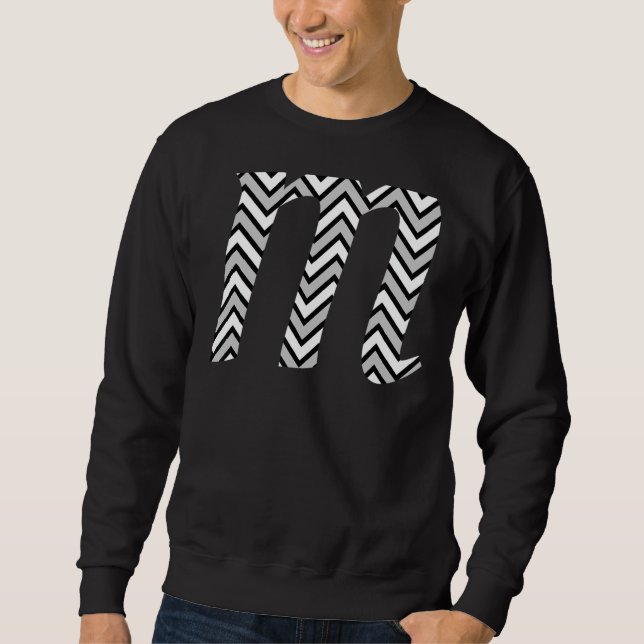Sudadera Patrón de zigzag blanco de chevron gris monograma  (Anverso)