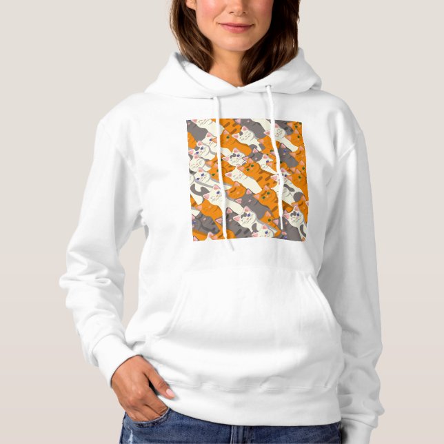 Sudadera Patrón diagonal del gato negro jengibre (Anverso)