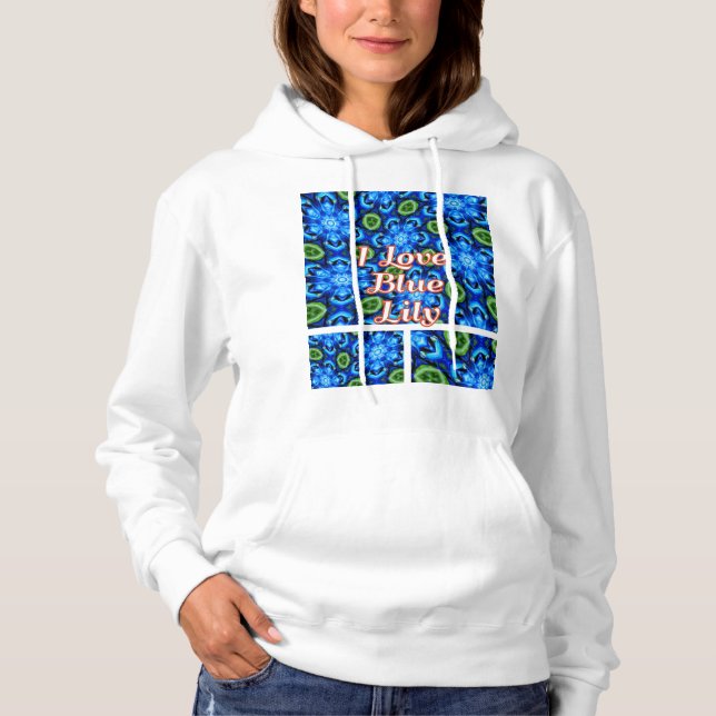 Sudadera Patrón floral azul abstracto (Anverso)