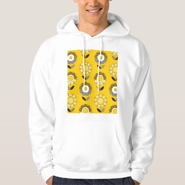Sudadera Patrón floral folicular amarillo simple (Anverso)