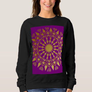 Sudadera Patrón Floral Profundo Morado Y Oro Mandala