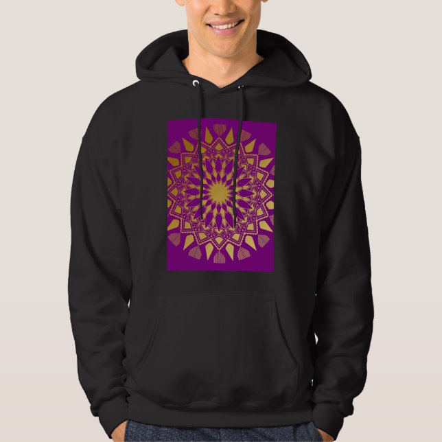 Sudadera Patrón Floral Profundo Morado Y Oro Mandala (Anverso)