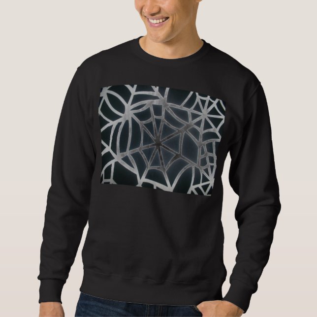 Sudadera Patrón geométrico de la web de araña blanca y negr (Anverso)