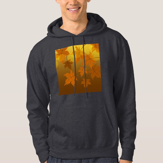 Sudadera Patrón otoñal con hojas de arce en caída y bokeh (Anverso)
