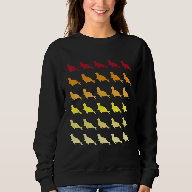 Sudadera Patrón Retro de Animal Lobo Marino (Anverso)