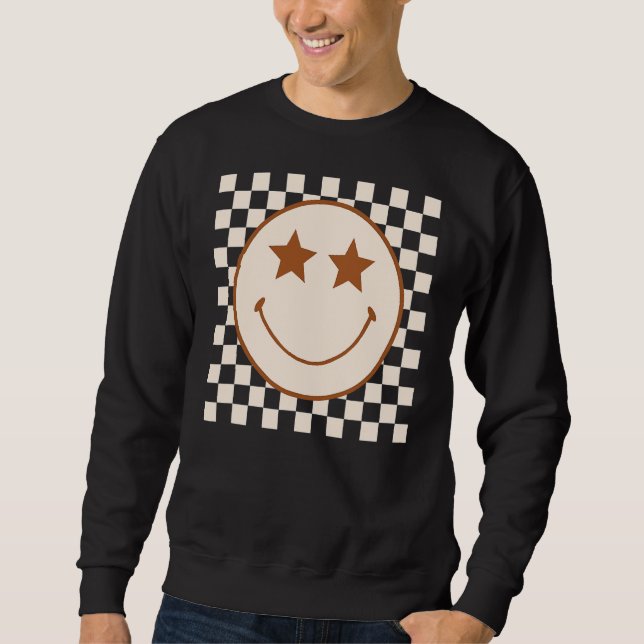Sudadera Patrón retro feliz de cara controlado para mujeres (Anverso)