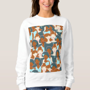 Sudadera Patrón sin fisuras con chicas negros y chicas blan