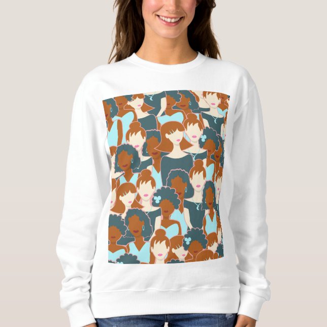 Sudadera Patrón sin fisuras con chicas negros y chicas blan (Anverso)