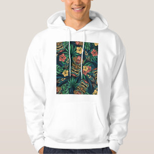 Sudadera Patrón tropical hawaiano de la máscara tiki