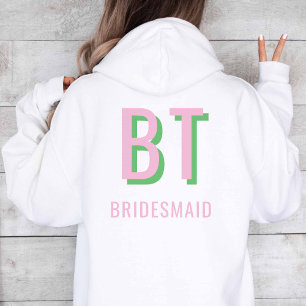 Sudadera Patrona de fiesta de bodas en monograma verde y ro