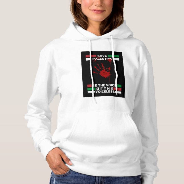 Sudadera Patrona de mujeres de Palestina Libre| Salvar a Ga (Anverso)
