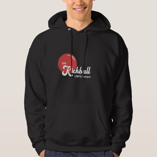 Sudadera Patrona negra de los hombres de Kickball SRQ (Anverso)