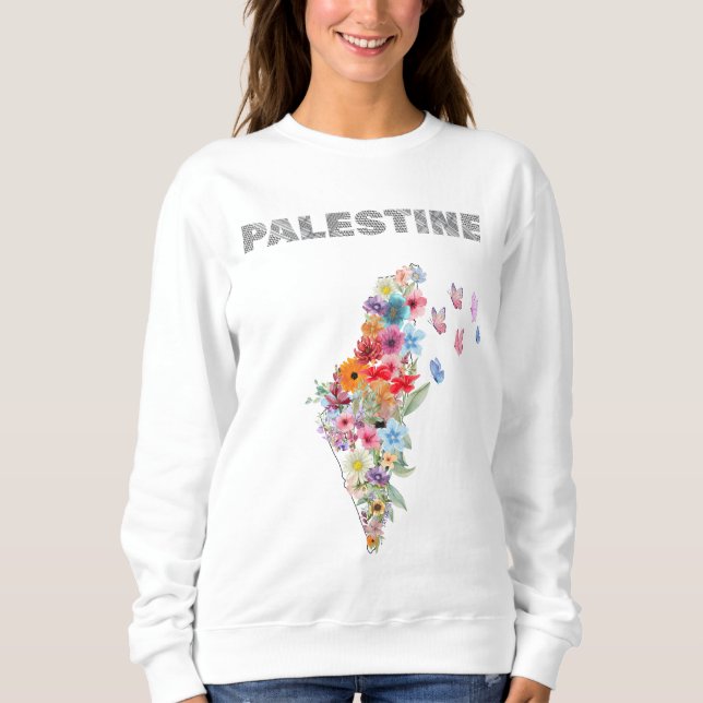 Sudadera Patrona palestina de mujeres - Mapa floral de Pale (Anverso)
