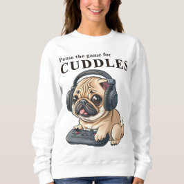 Sudadera Pausar el juego para Cuddle - Cute gamer DOG Hembr