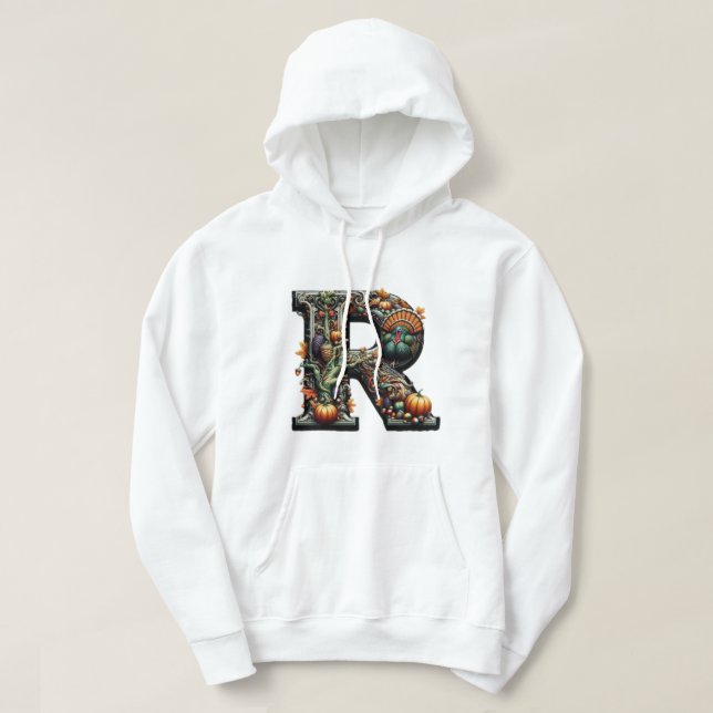 Sudadera Pavo de Acción de Gracias con letra R (Diseño del anverso)