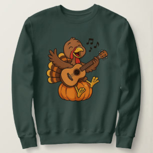Sudadera Pavo de Acción de Gracias lindo con guitarra