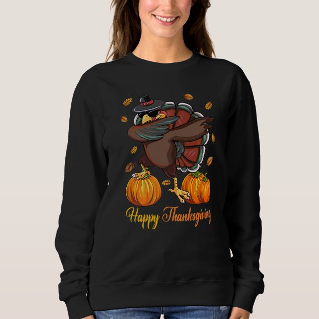 Sudadera Pavo de Dabbing Feliz Día de Acción de Gracias Per (Anverso)