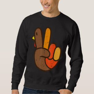 Sudadera Pavo de Mano de Signo de Paz Cool Día de Acción de