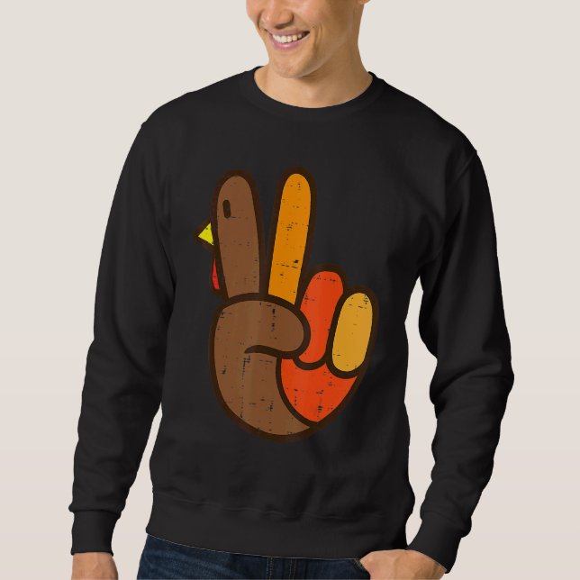 Sudadera Pavo de Mano de Signo de Paz Cool Día de Acción de (Anverso)