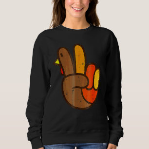 Sudadera Pavo de Mano de Signo de Paz Cool Día de Acción de