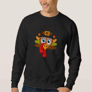 Sudadera Pavo de peregrino cara gafas rojas ojos azules Día