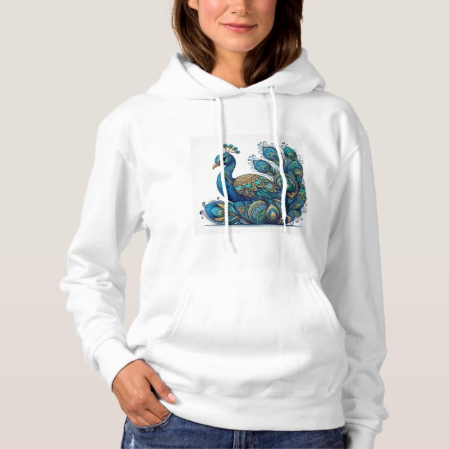 Sudadera pavo real impreso en un arte de mandala (Anverso)