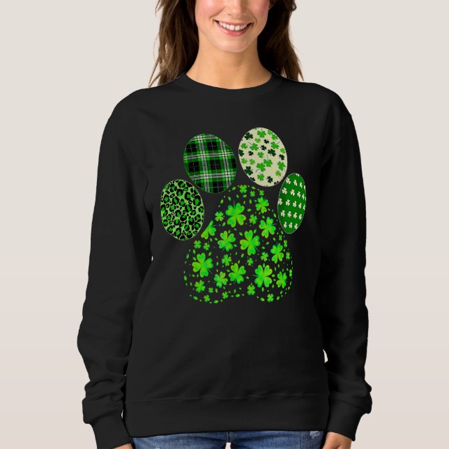 Sudadera Paw de perro curado irlandés en St Patrick's Day L (Anverso)